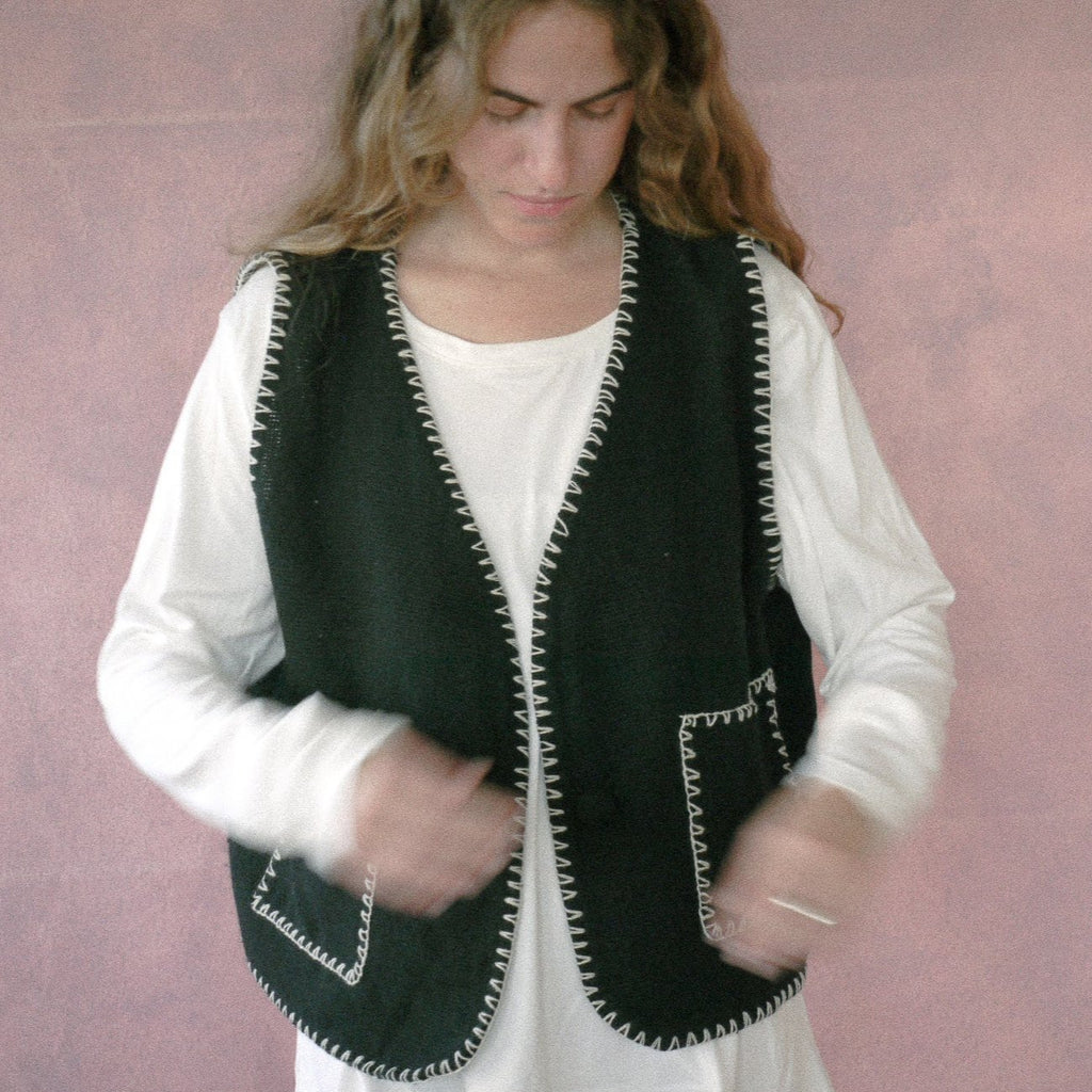 Black Cotton Vest