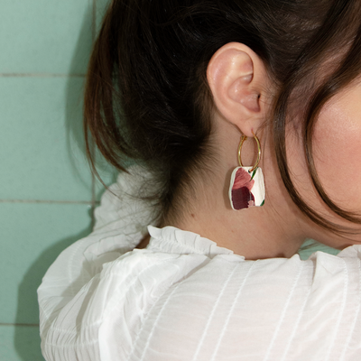 Vintage Mexican Ceramic Hoops